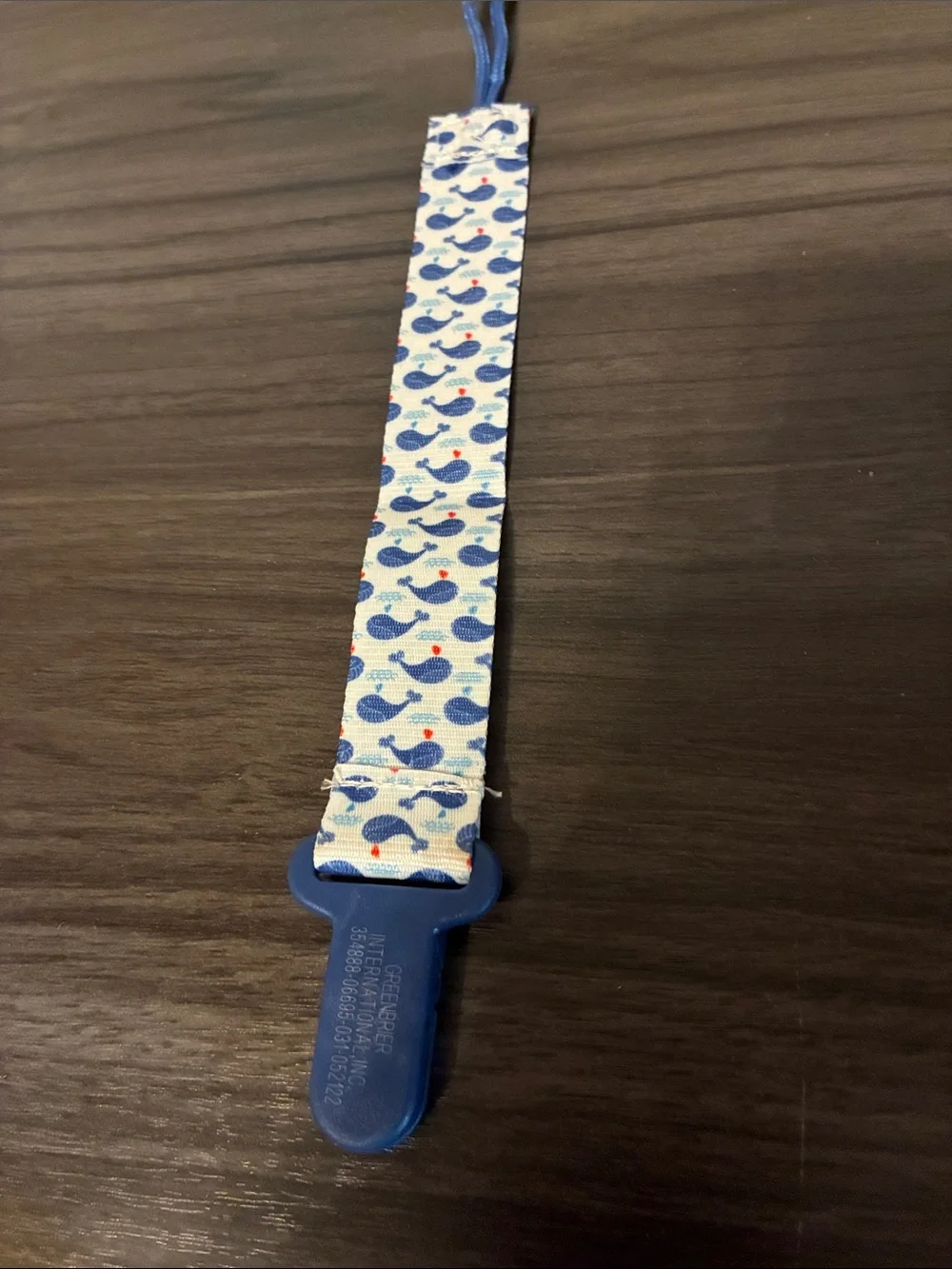 Blue Whale Pattern Pacifier Clip Nautical Fabric Binky Holder